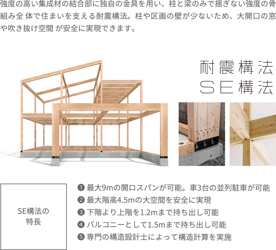 耐震構法 SE構法 柱勝ち木造ラーメン構造